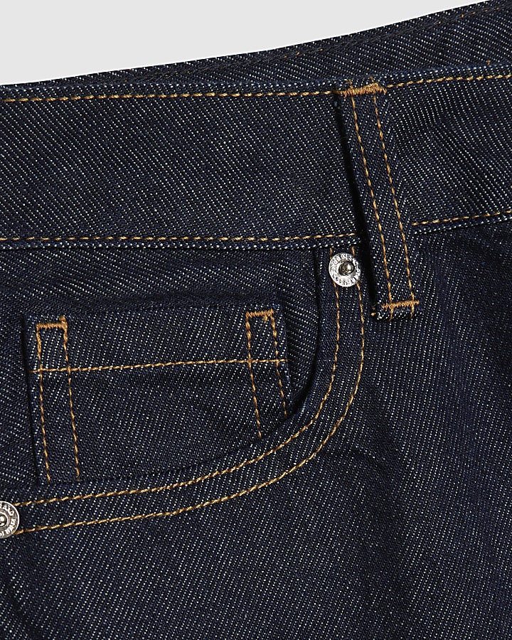 Blue Relaxed Straight Leg Jeans