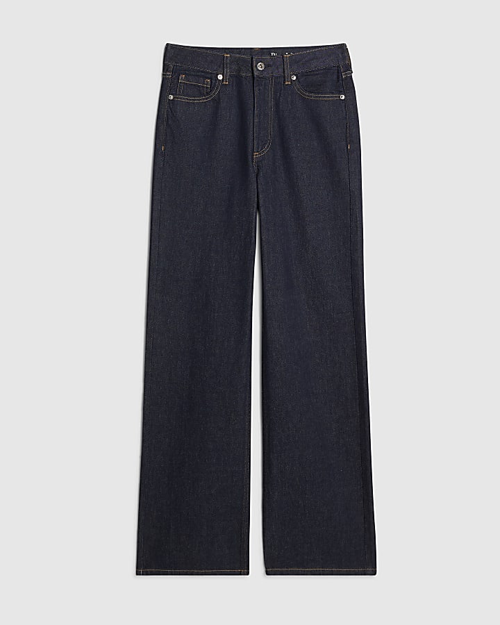 Blue Relaxed Straight Leg Jeans
