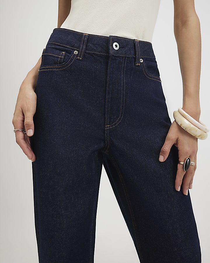 Blue Relaxed Straight Leg Jeans
