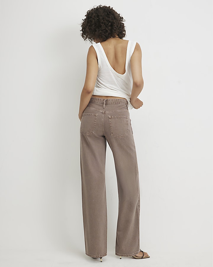 Brown Relaxed Straight Leg Jeans