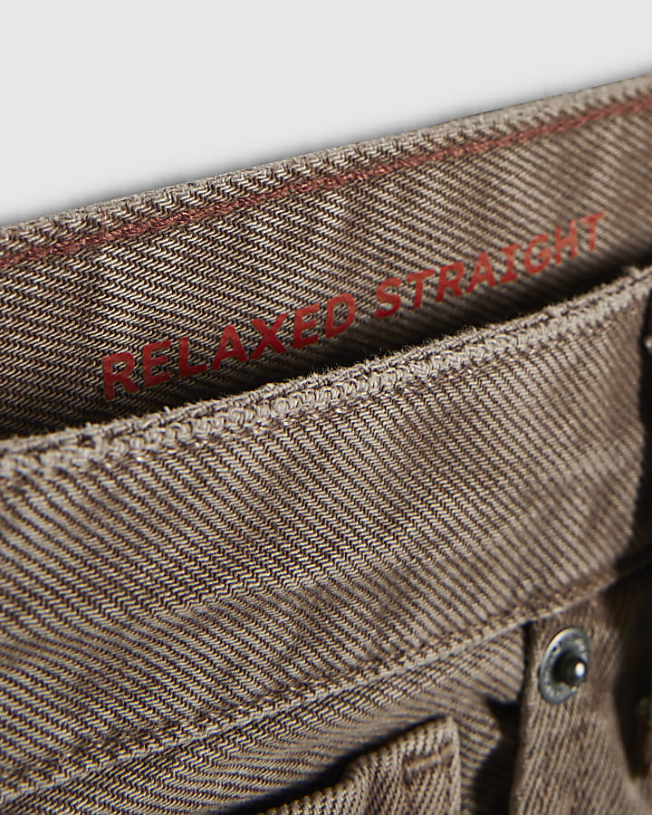 Brown Relaxed Straight Leg Jeans