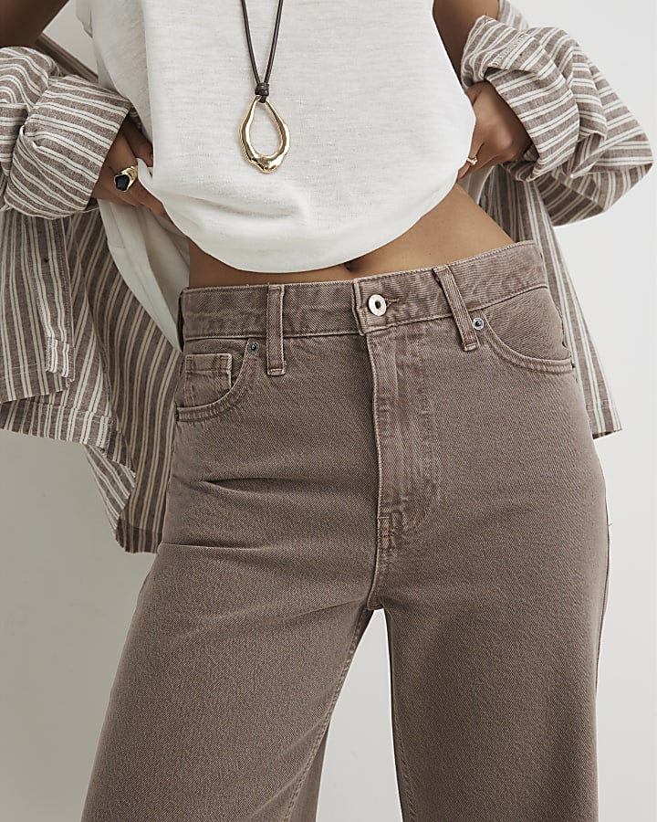 Brown Relaxed Straight Leg Jeans
