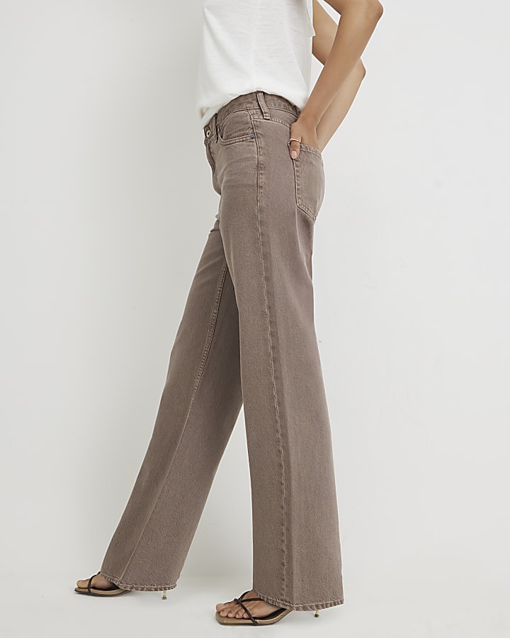 Brown Relaxed Straight Leg Jeans