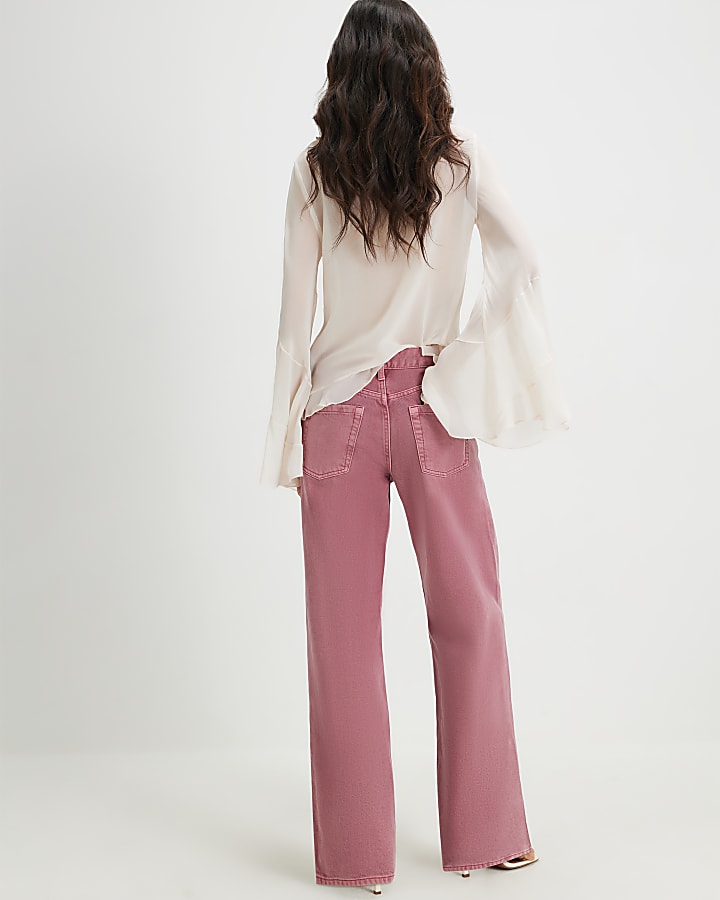 Pink Relaxed Straight Leg Jeans