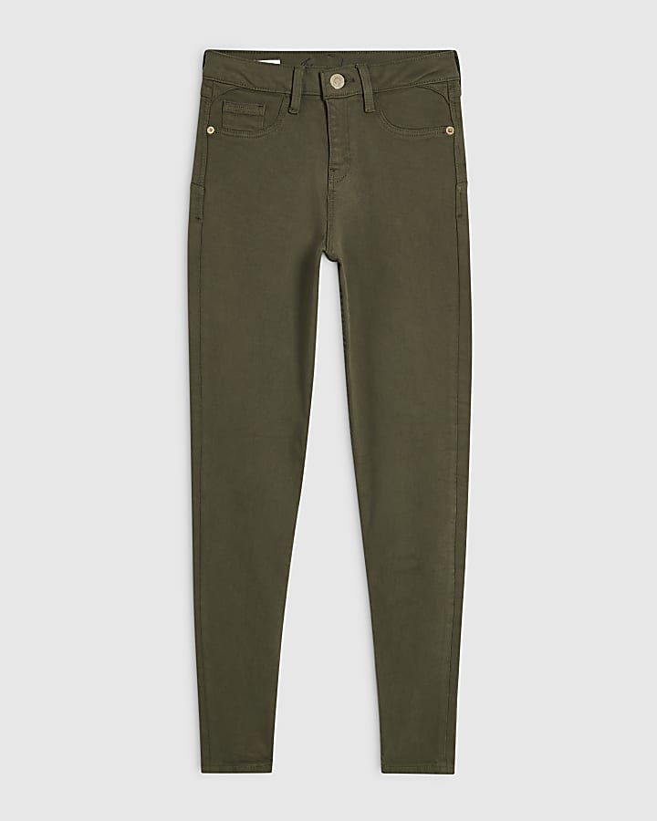 Khaki Mid Rise Skinny Jeans