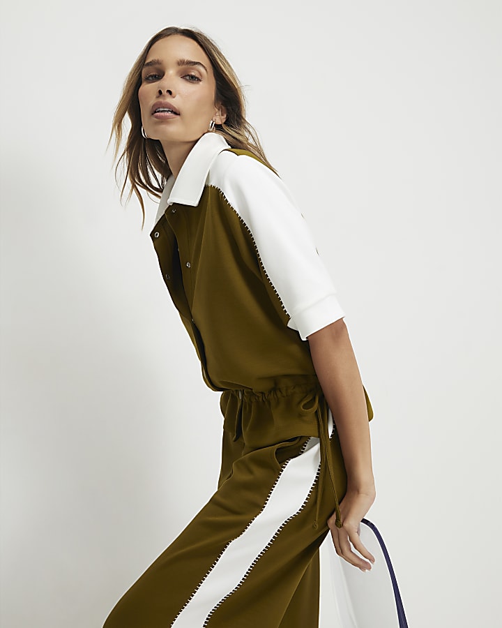 Khaki Premium Block Polo Shirt