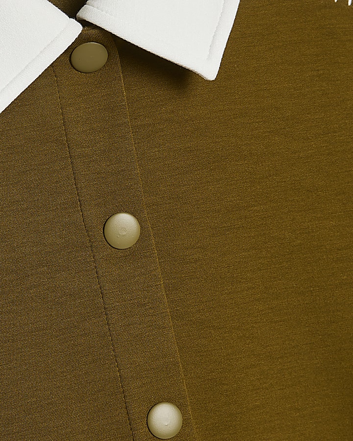 Petite Khaki Premium Blocked Polo Shirt