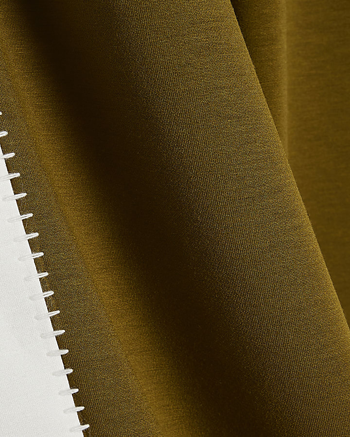 Petite Khaki Premium Blocked Wide Trousers