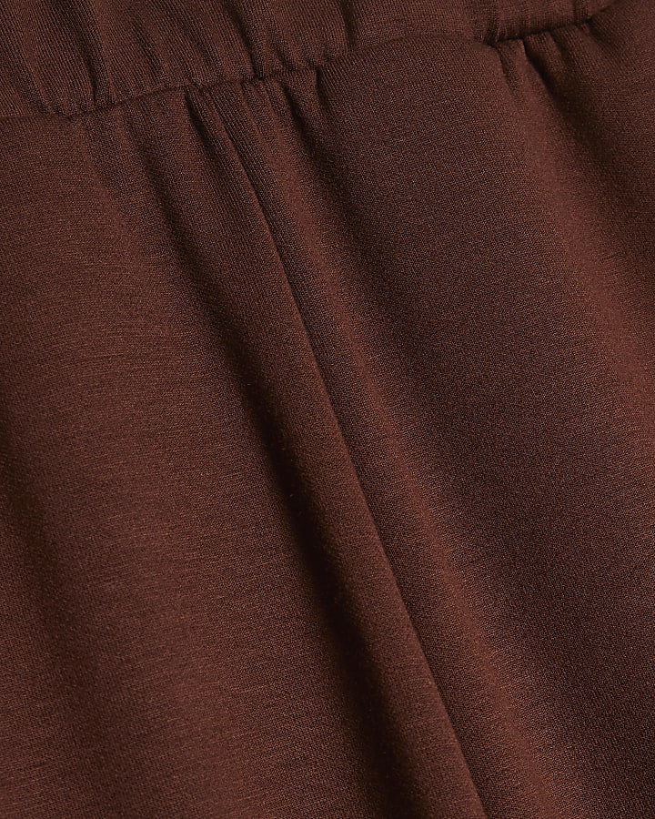 Brown Premium Blocked Wide Leg Trousers