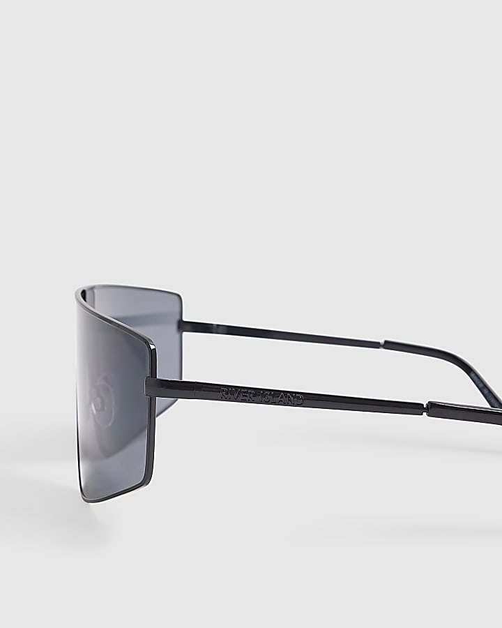 Black Metal Frame Visor Sunglasses
