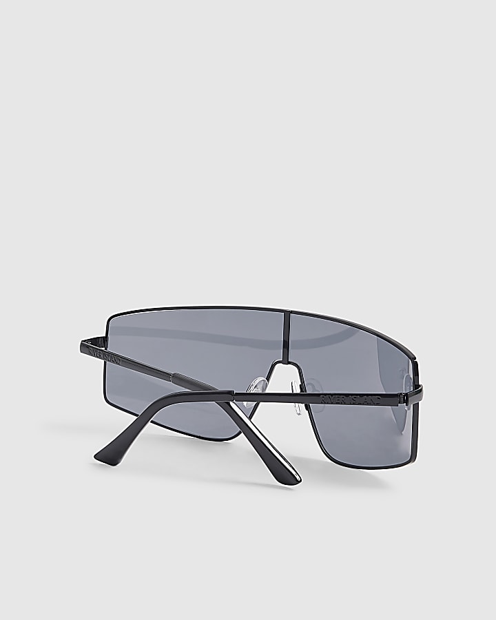 Black Metal Frame Visor Sunglasses