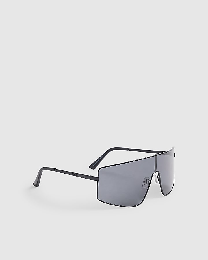 Black Metal Frame Visor Sunglasses