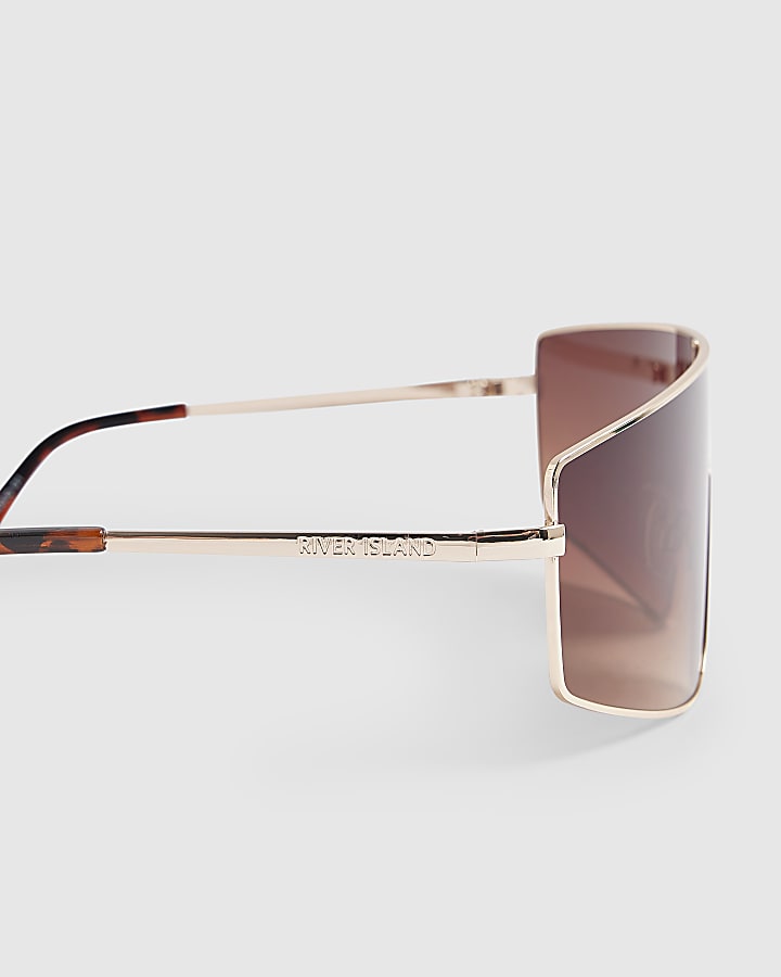 Brown Metal Frame Visor Sunglasses