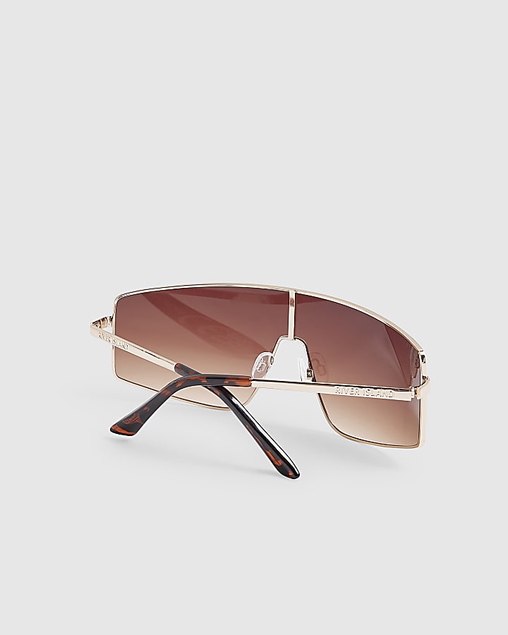 Brown Metal Frame Visor Sunglasses