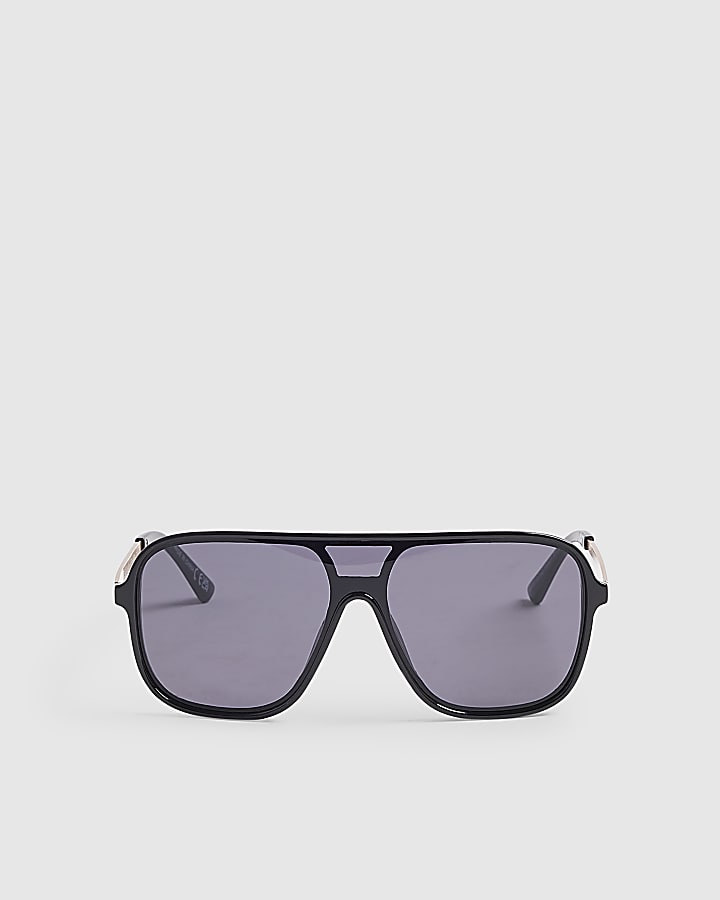Black Metal Arm Visor Sunglasses