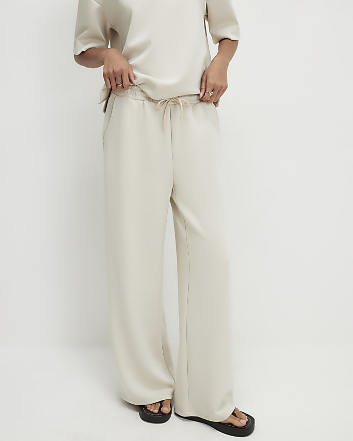 Cream Premium Wide Leg Joggers