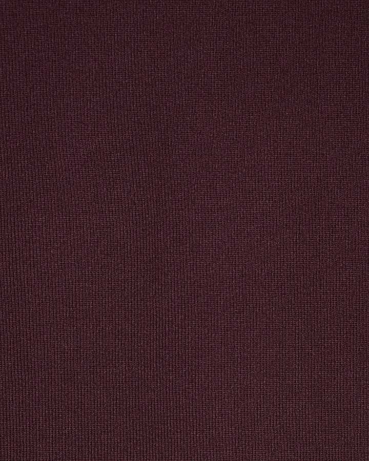 Red Rib Knit Layered Trim Top
