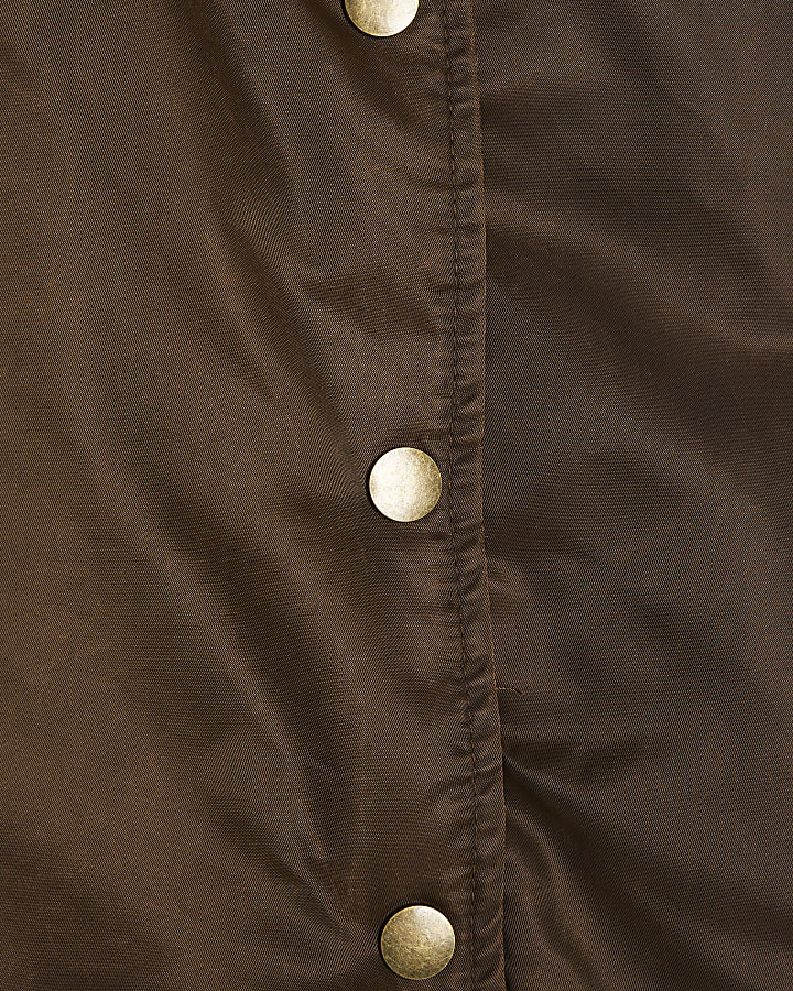 Brown Washed Satin Bomber Jacket