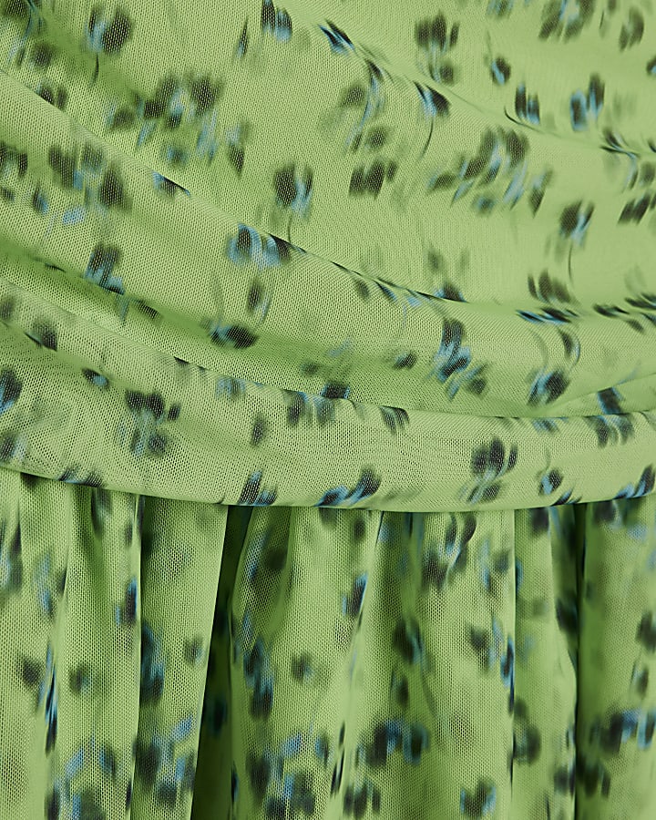 Green Sleeveless Ditsy Floral Mini Dress