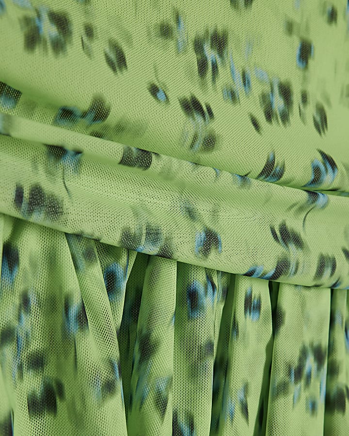 Green Sleeveless Ditsy Print Floral Top