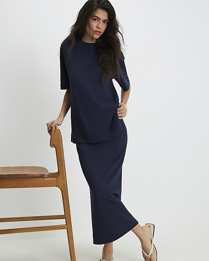 Navy Premium Maxi Skirt