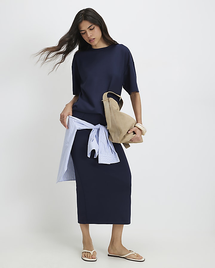 Navy Premium Maxi Skirt