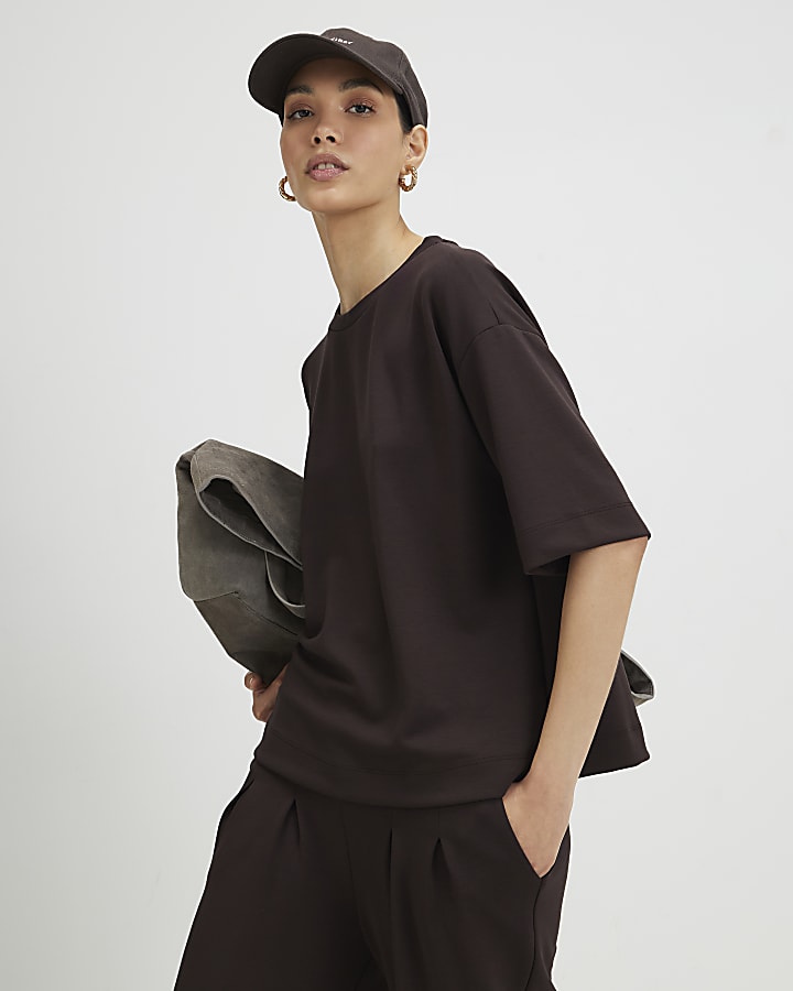 Brown Premium Short Sleeve Boxy T-shirt