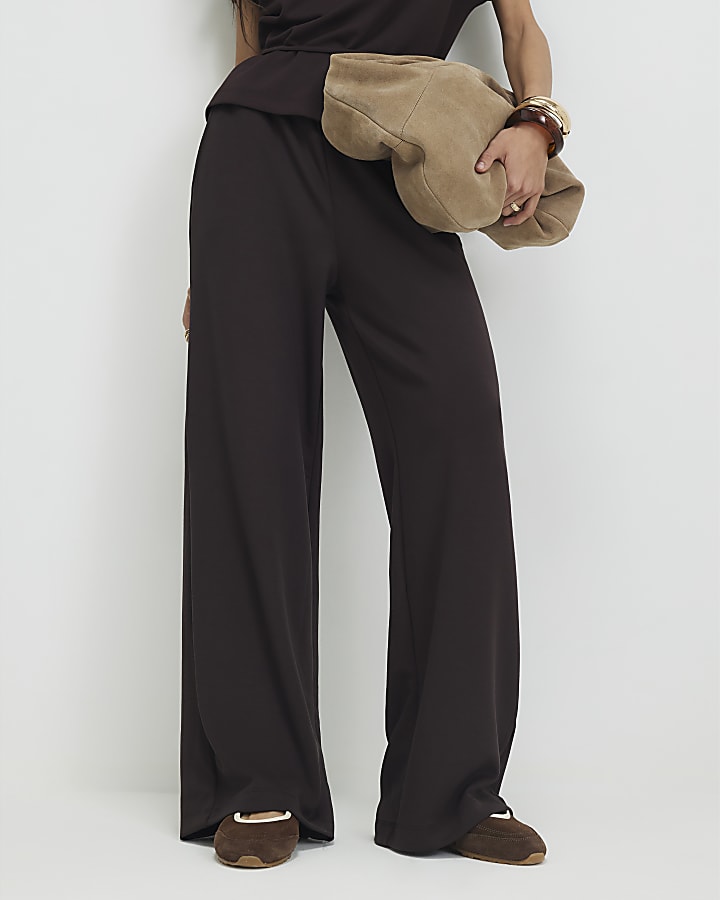 Brown Premium Wide Leg Joggers