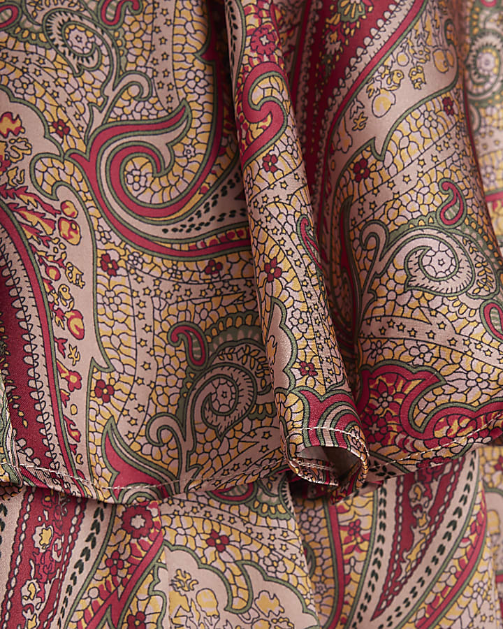 Red Paisley Satin Balloon Trousers