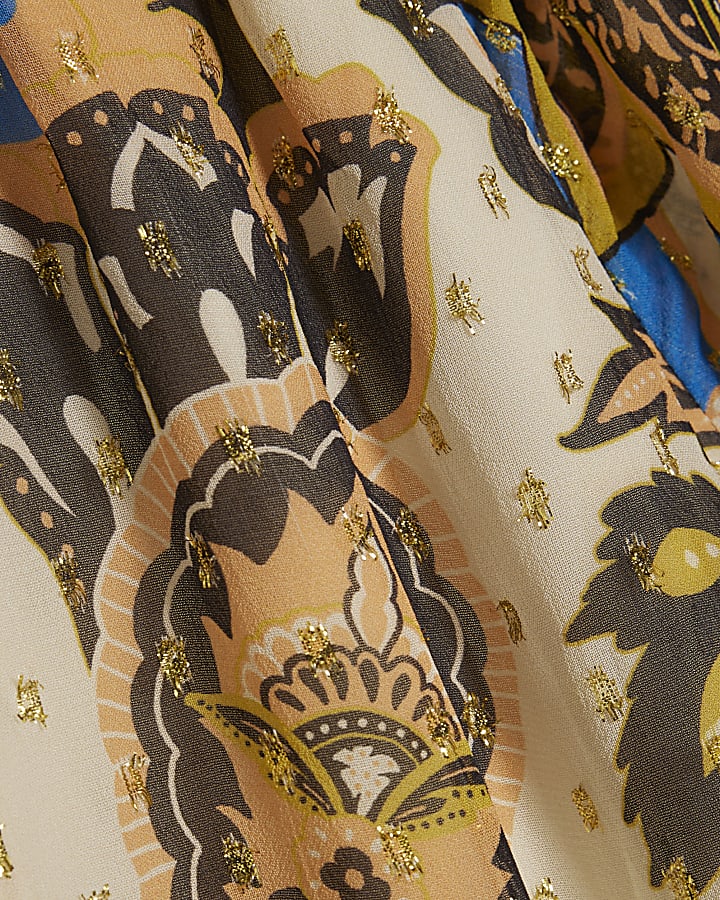 Cream Paisley Metallic Mini Dress