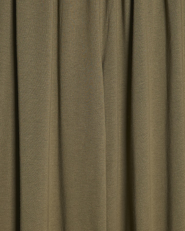 Khaki Cotton Blend Bubble Hem Trousers