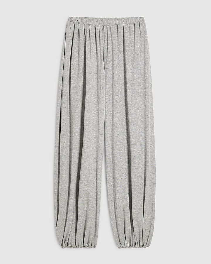 Grey Ruched Bubble Hem Trousers