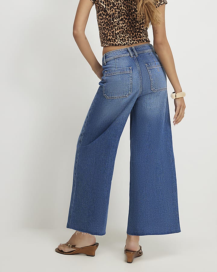 Blue Clean Culotte Jeans