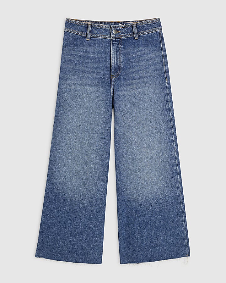 Blue Clean Culotte Jeans