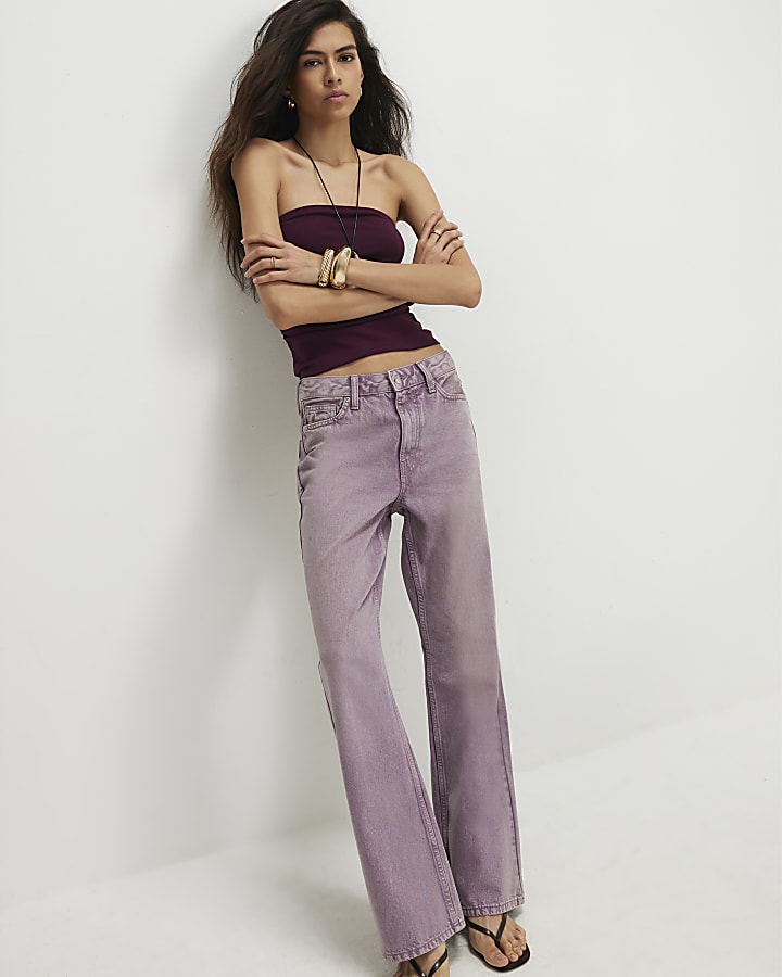 Purple Relaxed Straight Leg Jeans