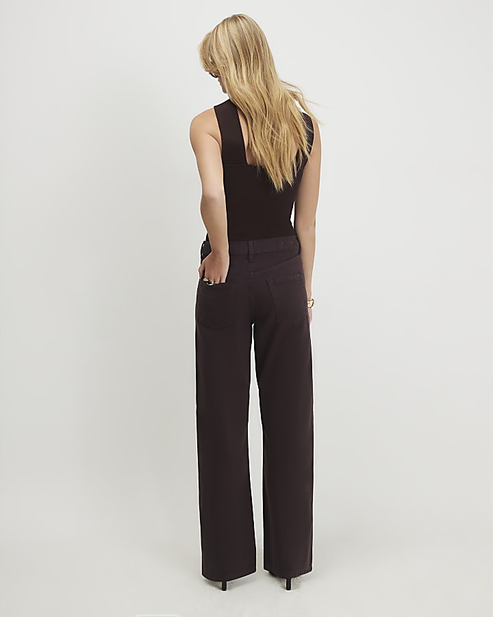 Brown Relaxed Straight Leg Jeans