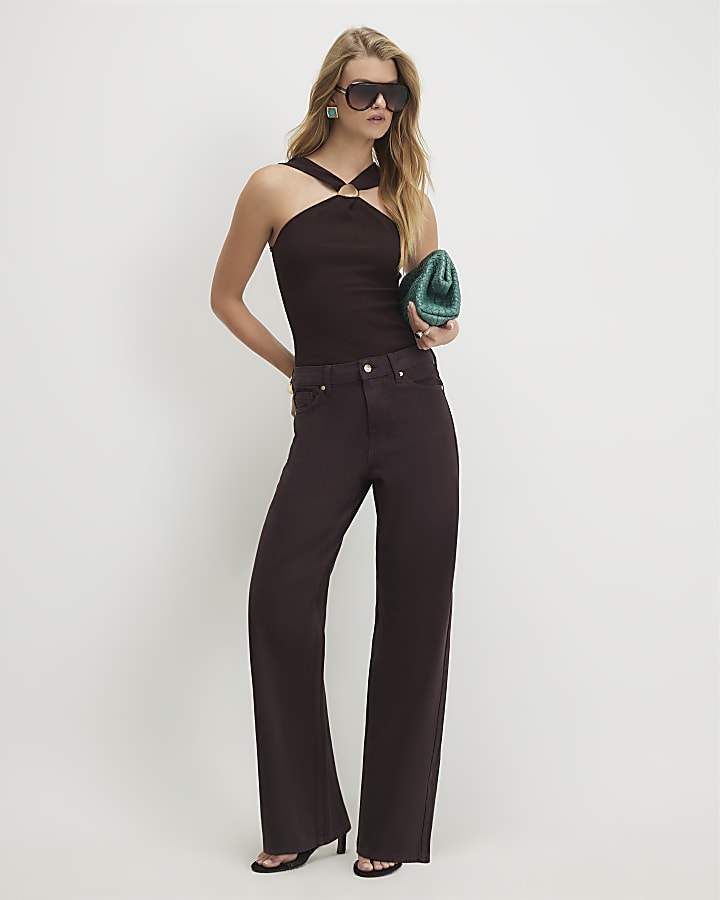 Brown Relaxed Straight Leg Jeans