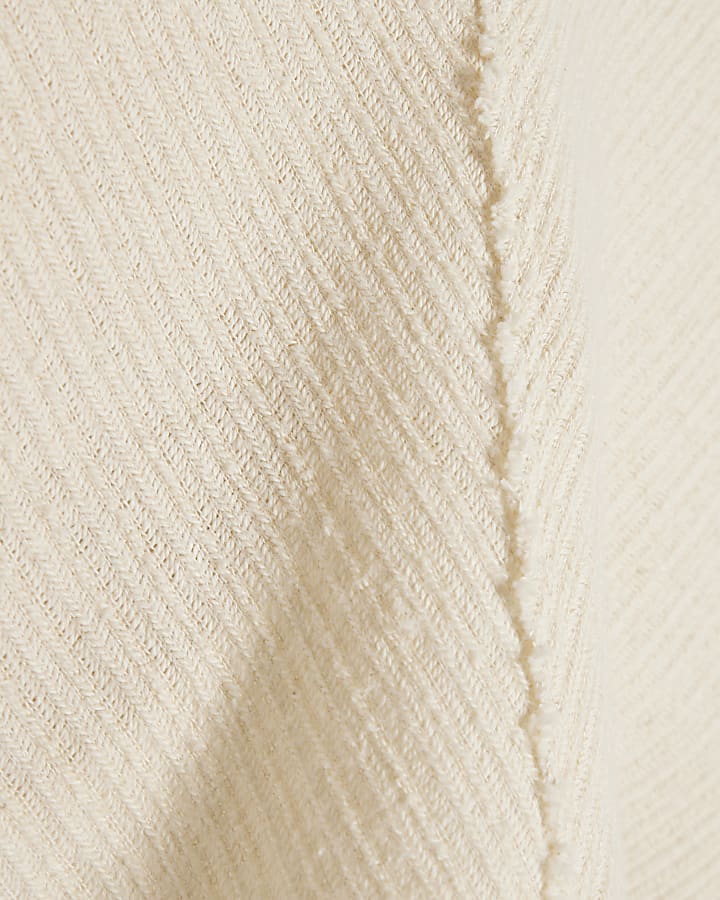 Cream Textured Grown On Neck Top