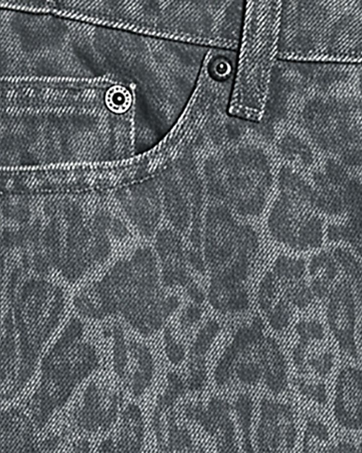 Grey Leopard Print Barrel Leg Jeans