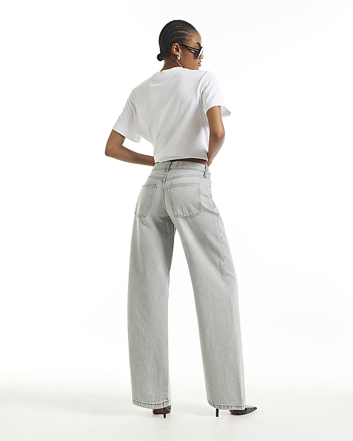Grey Wide Leg Jeans