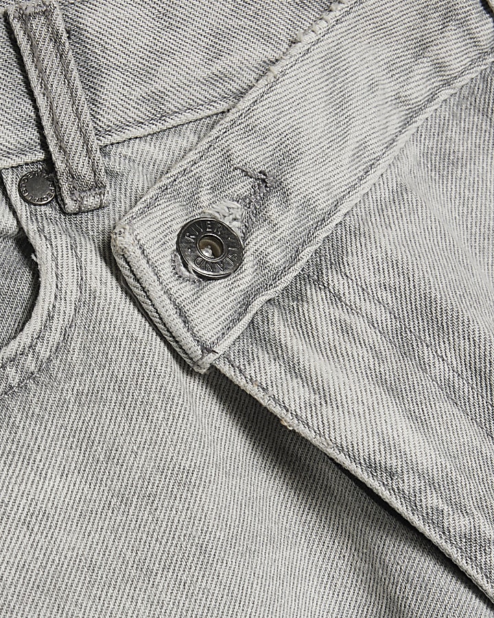 Grey Asymmetric Fly Wide Leg Jeans