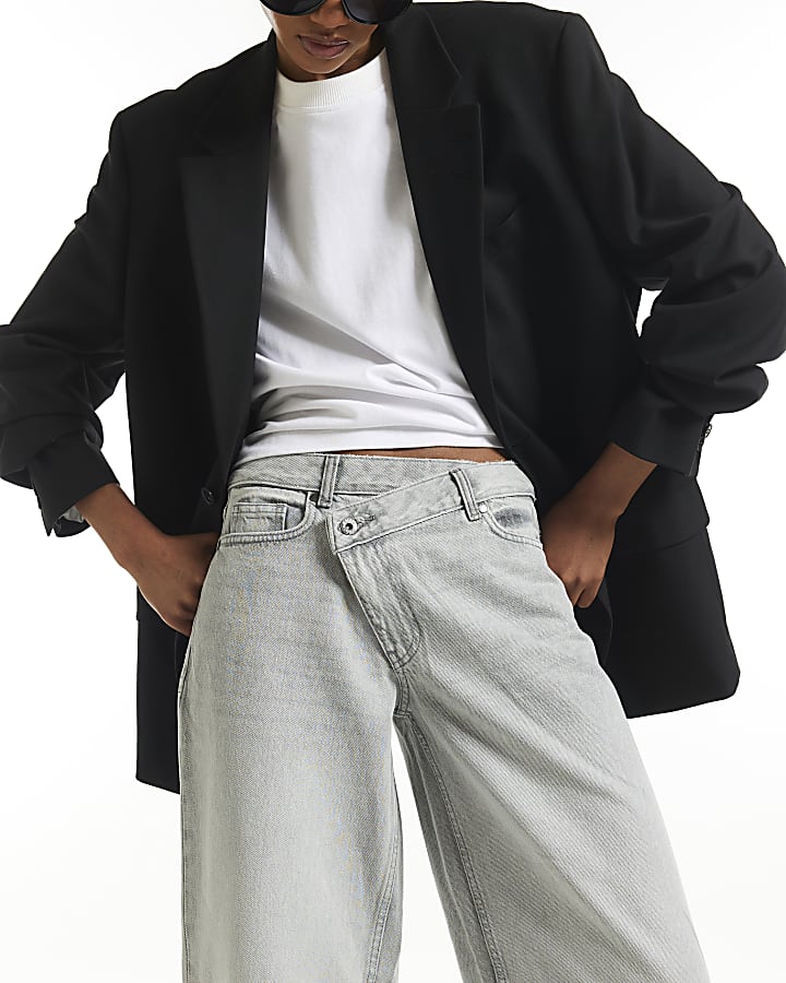 Grey Wide Leg Jeans