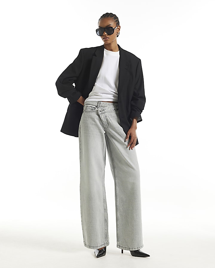 Grey Wide Leg Jeans