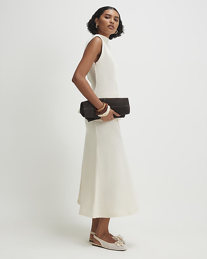 Cream Textured Full Skirt