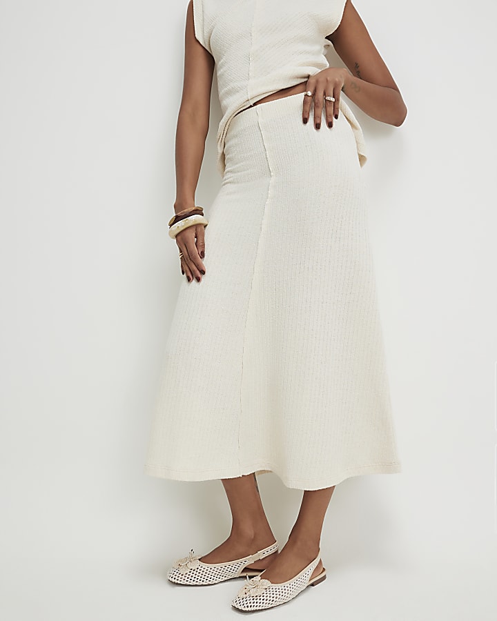 Cream Textured Full Skirt
