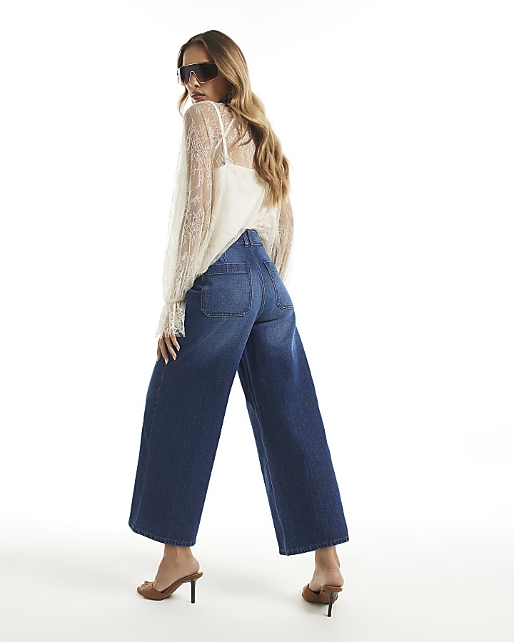 Blue Clean Culotte Jeans