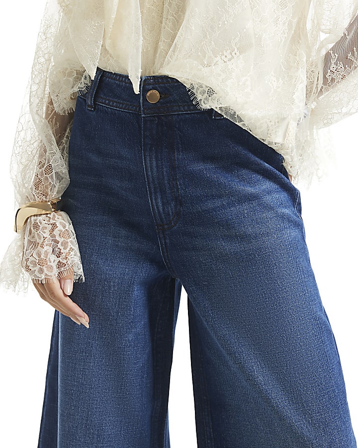 Blue Clean Culotte Jeans
