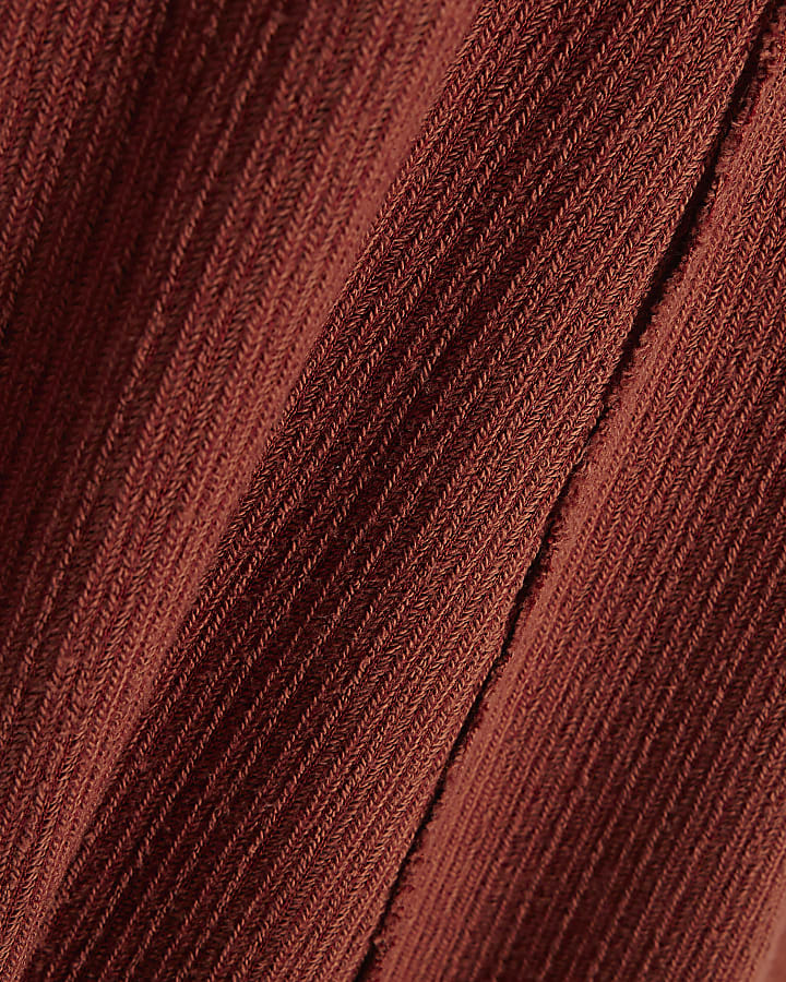 Brown Textured Full Skirt