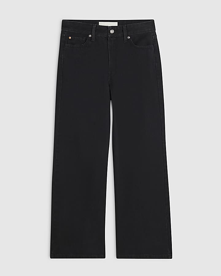 Petite Black Relaxed Straight Leg Jeans