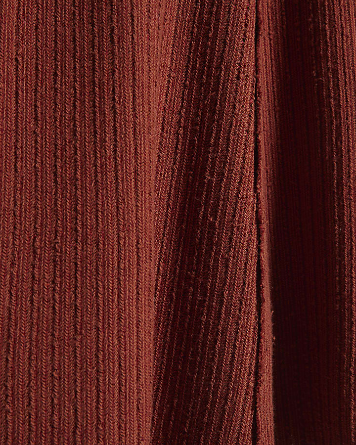 Petite Brown Textured Full Skirt